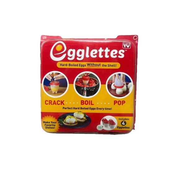 Egglettes Egg Cooker Hard Boiled Eggs without the Shell 4 Egg Cups As Seen On Tv - Picture 1 of 9
